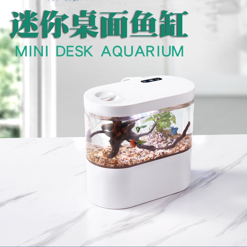 [hot sale]Bể Cá Cảnh Quan Sinh Thái Để Bàn, Bể Cá Vàng Tự Lưu Thông Sáng Tạo, Bể Gia Đình Nhỏ Không Cầ