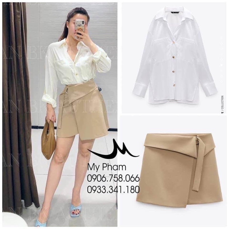 CÓ SẴN-QUẦN SHORT ZARA AUTH MÀU BE SIÊU TÔN DA