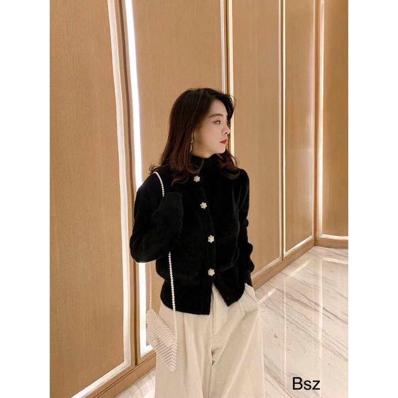 ÁO LEN LÔNG THỎ CADIGAN CÚC ĐÁ HOA | BigBuy360 - bigbuy360.vn