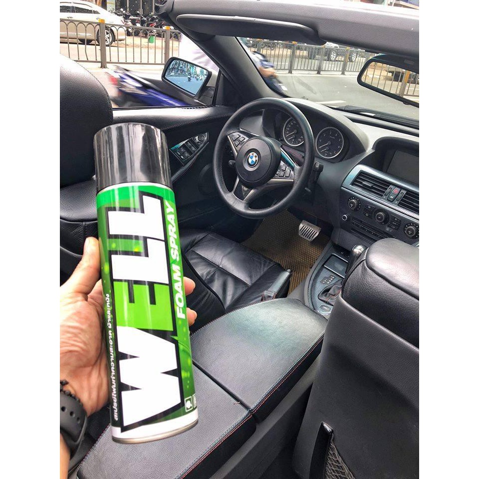 Chai xịt bọt tuyết vệ sinh nón bảo hiểm, yên, rửa xe khô nhanh chóng LUBE71 Well Foam Spray 600ml chamsocxestore