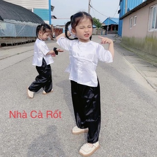 Set bà ba trắng lụa kèm khăn cho bé gái( báo shop số kí của bé)