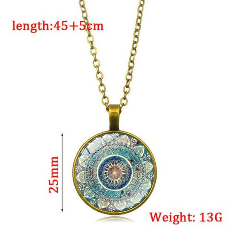 Glass Dome Buddhism Chakra Pendant Yoga Mandala Necklaces Jewelry