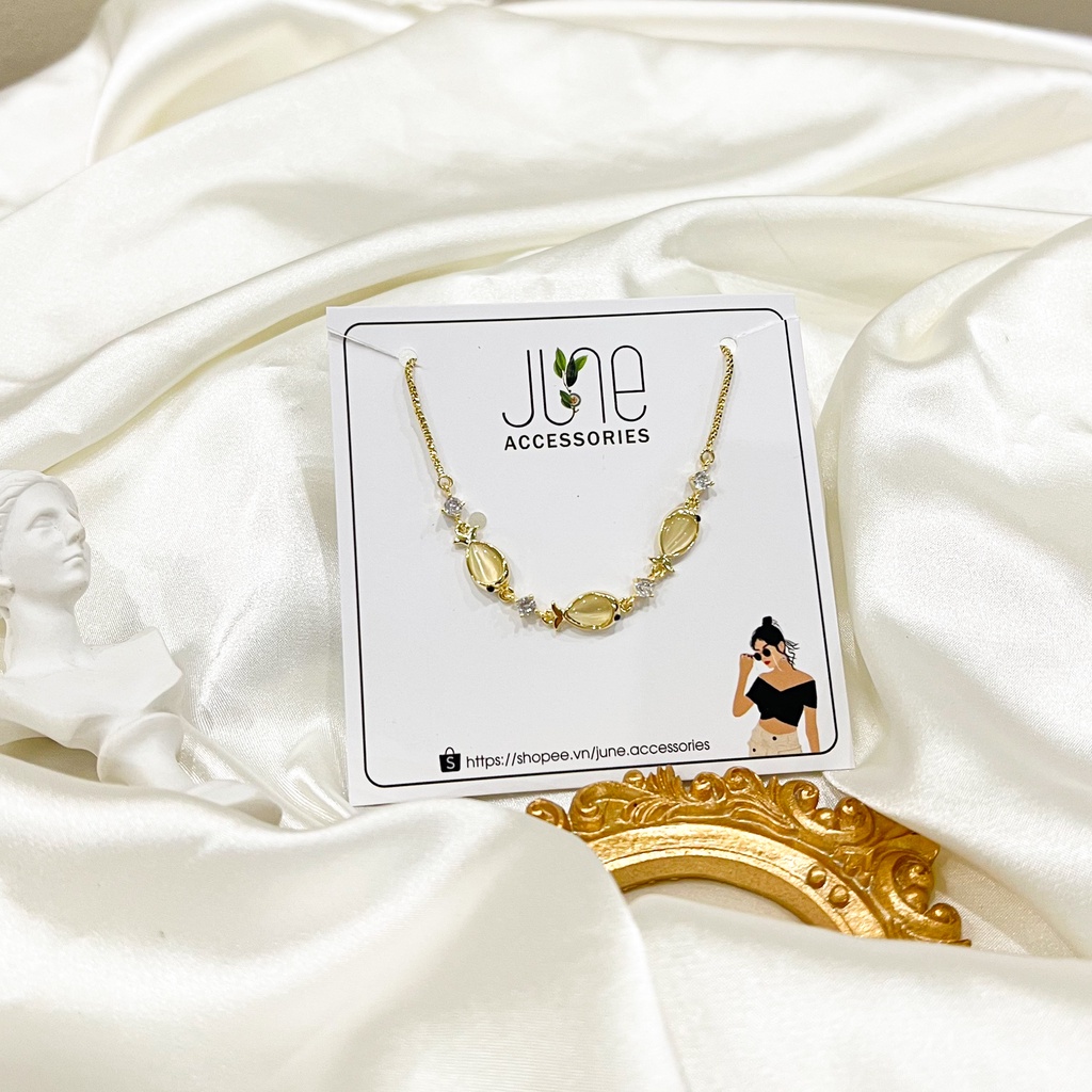 Vòng Tay Nữ Hình Con Cá Đính Đá Zircon Lắc Tay Có Dây Rút Chỉnh Kích Thước Thông Minh, Thời Trang Retro June Accessories