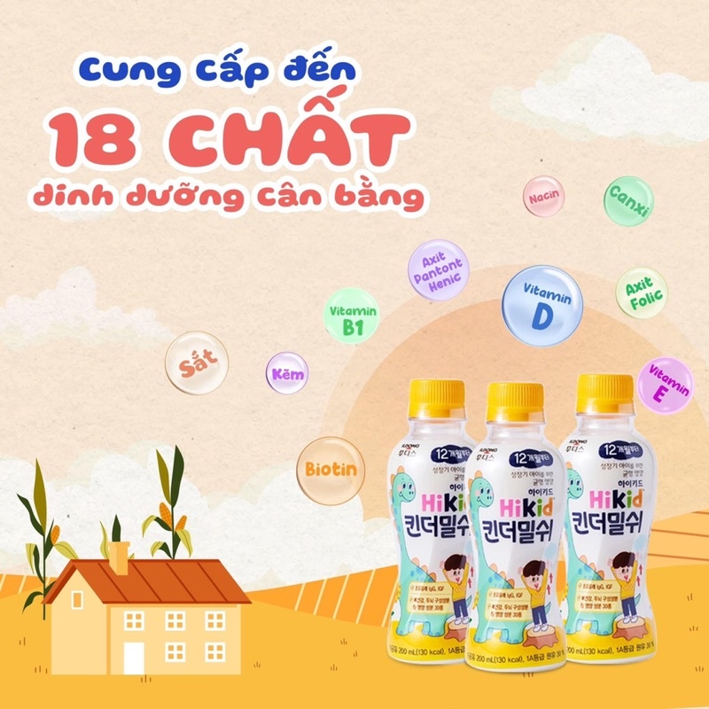 [Lẻ 1 chai-200ml] Sữa tươi Hikid chuẩn nội địa Hàn Quốc [Date mới nhất]