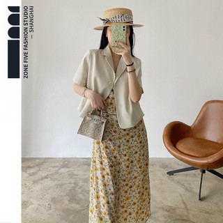 Sét đồ nữ ,sét áo hai dây hoa kèm áo khoác cổ vest