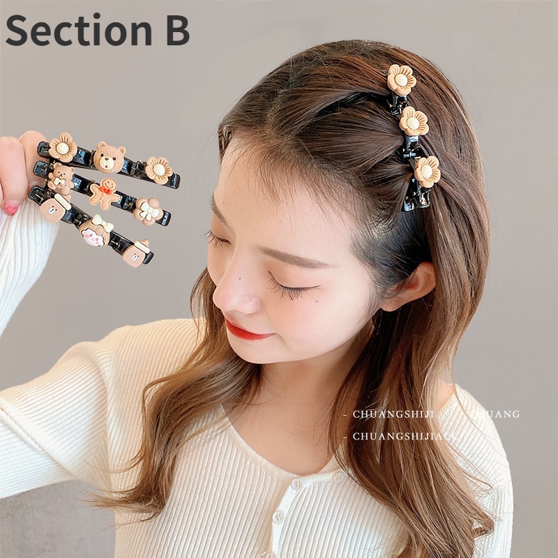 Set 7 Kẹp Tóc Mỏ Vịt Bện Lưới Màu Đỏ Mới