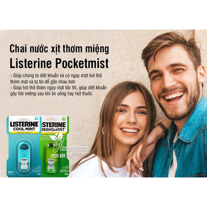 Xịt thơm miệng Listerine Pocket Mist Cool Mint  7.7ml x 2