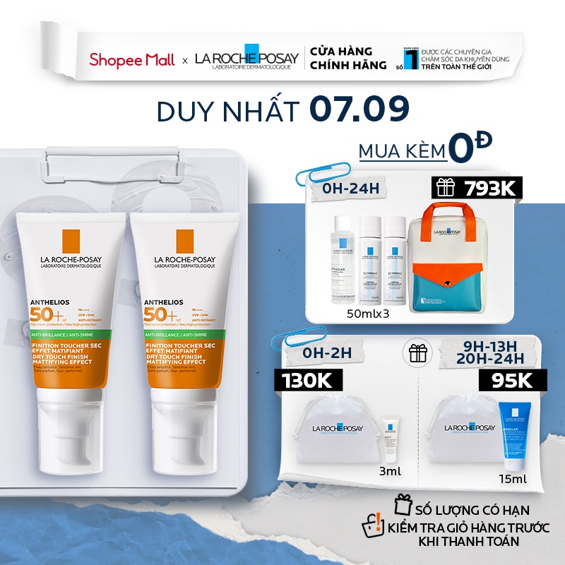 Bộ kem chống nắng kiềm dầu đến 9H Anthelios Dry Touch 50ml