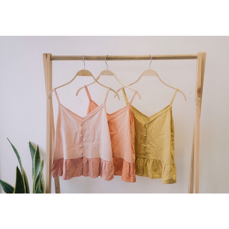 Áo hai dây Linen nút bọc -Nhà Của Moon