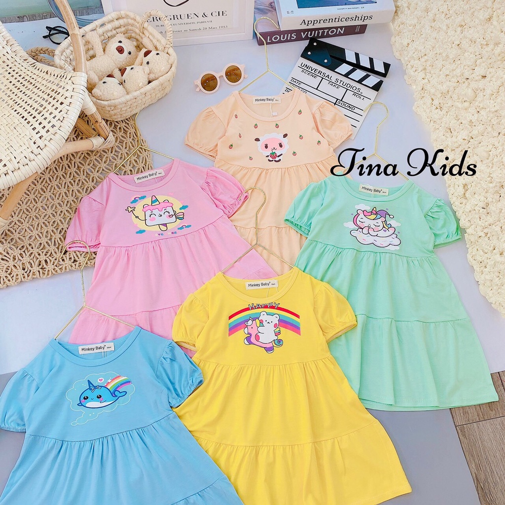 Váy thun lạnh bé gái Minkey Baby.