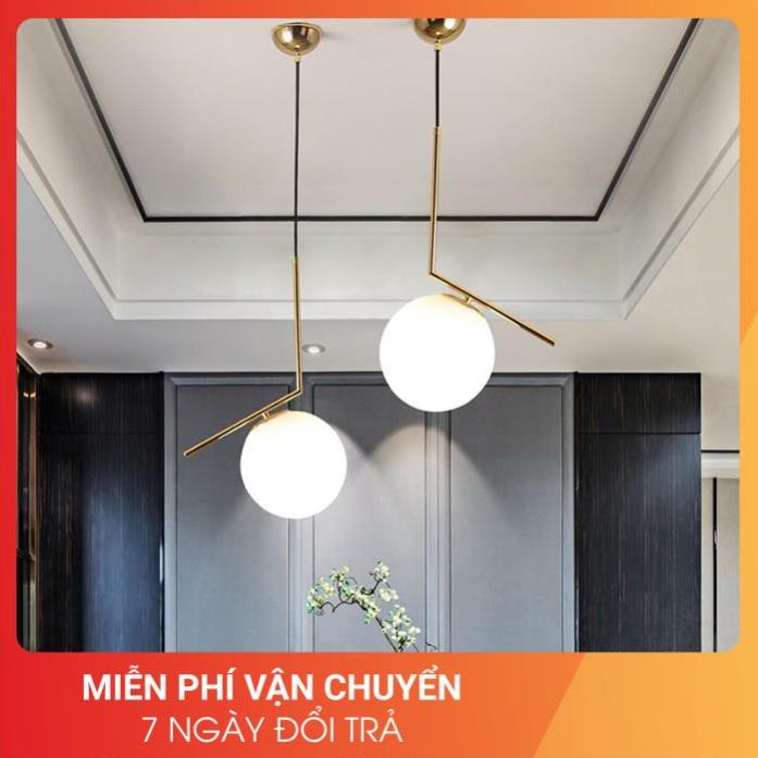 Combo 2 đèn thả bàn ăn, đèn trang trí cao cấp hiện đại hình cầu trang nhã mạ vàng đẹp mắt MOON SKY - đã bao gồm bóng LED