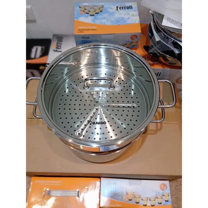 Nồi luộc gà kèm xửng hấp Rapido size 28cm, đun đc trên tất cả các loại bếp