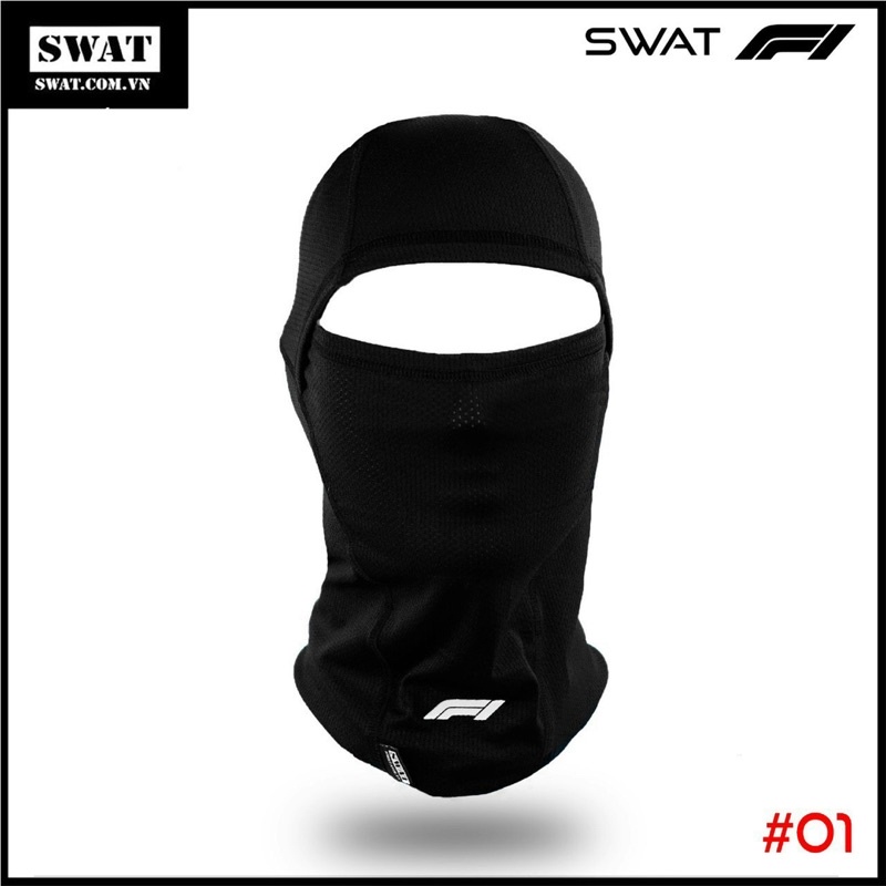 Khăn trùm đầu mặt SWAT F1 chống nắng ninja nam nữ mát mùa hè đi phượt fullface cao cấp che mặt và cổ thun lưới lạnh