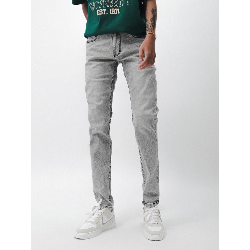 Quần jeans Xám khói DEFOXX form slim fit - JEAN WASH DEFOXX LIGHT GRAY 220726 | LA STORE MENSWEAR