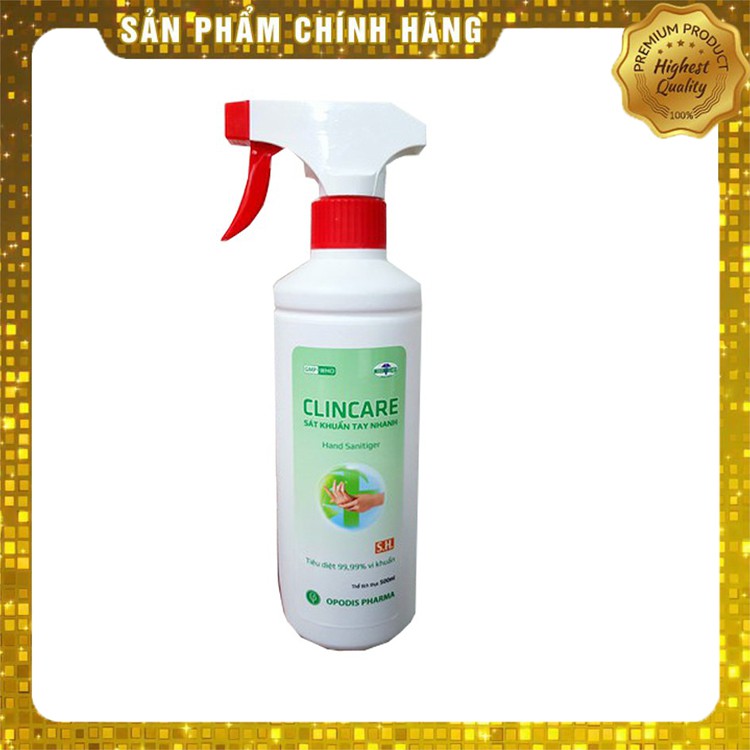 Dung dịch sát khuẩn rửa tay nhanh và bề mặt vật dụng Clincare S.H 500ml