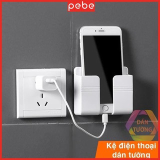 Giá đỡ điện thoại dán tường đỡ điện thoại  khi sạc có móc treo dây điện