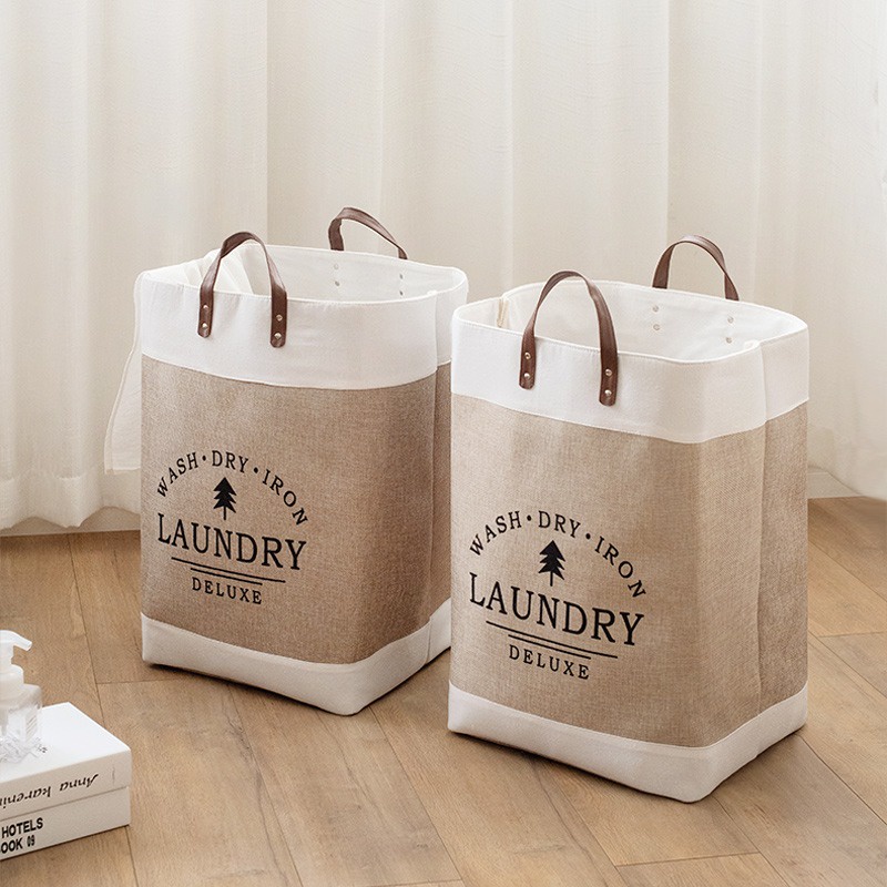 Giỏ Đựng Quần Áo Bẩn/ Đồ Chơi Bằng Vải Lanh Cotton Sức Chứa Lớn Sắp Xếp Gọn Gàng
