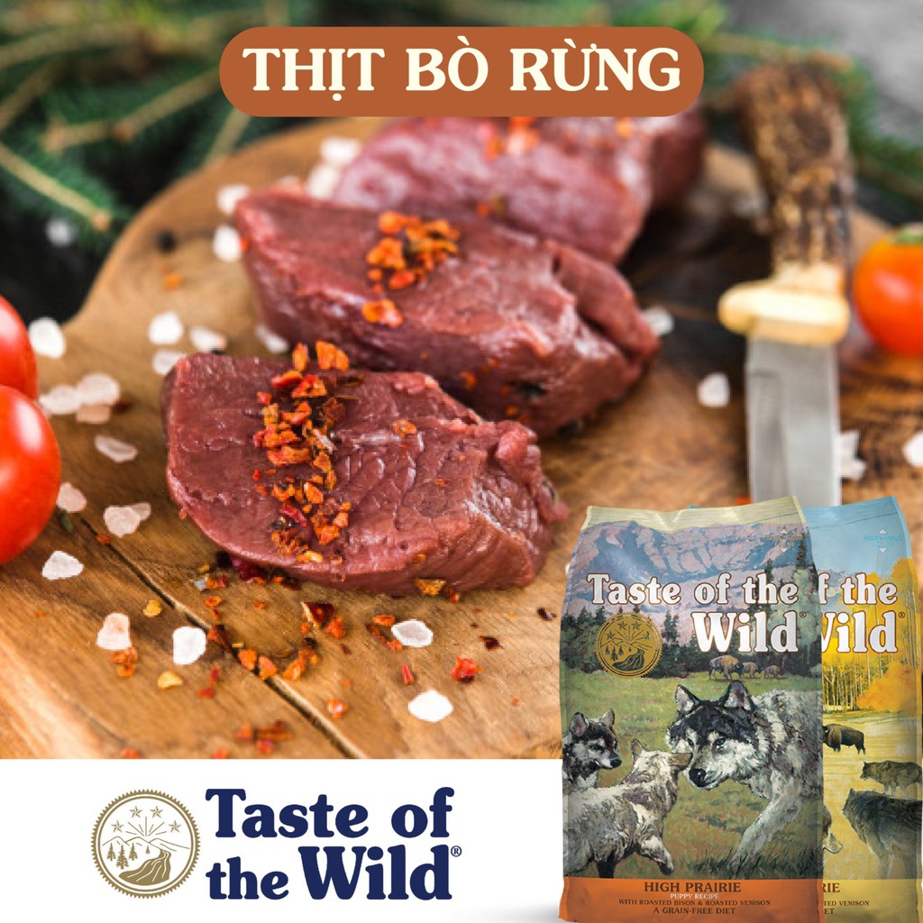 [DINH DƯỠNG CAO] Thức ăn hạt CHO CHÓ CON 500G TASTE OF THE WILD HIGH PRAIRIE PUPPY vị Bò Rừng và Nai Nướng