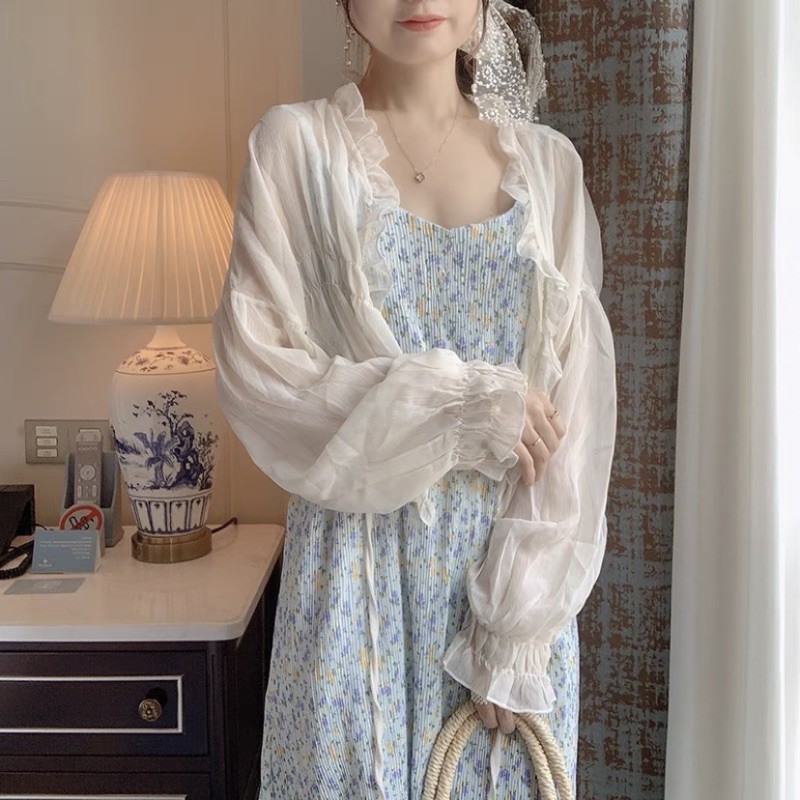 Váy 2 dây hoa nhí nhăn 2 lớp họa tiết hoa cỏ Ulzzang style 🌸 Hàng quảng Châu