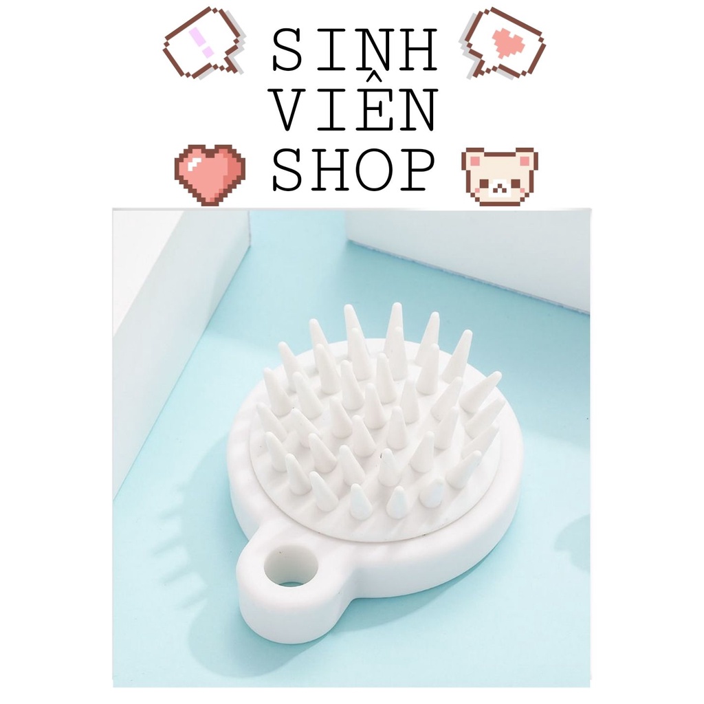 Bàn chải gội đầu silicon trắng, lược gội đầu Muji Nhật