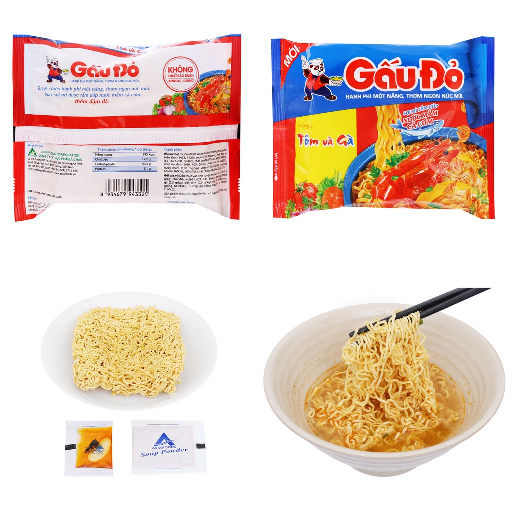 THÙNG MÌ ĂN LIỀN GẤU ĐỎ ĐỦ VỊ 30 GÓI x 63G | BigBuy360 - bigbuy360.vn