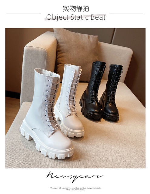 Boots Martin Ulzzang cổ ngắn đan dây đế răng cưa cao 5cm | BigBuy360 - bigbuy360.vn