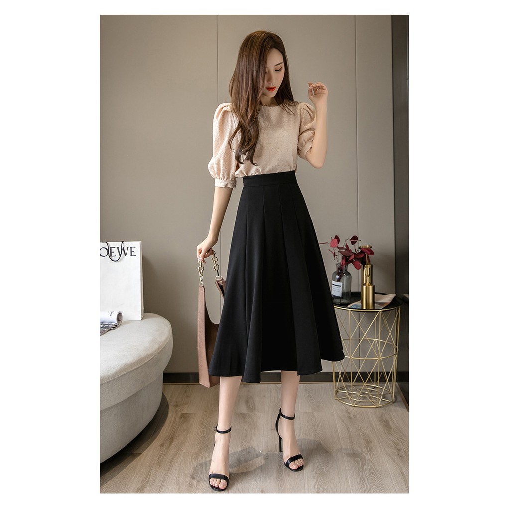 Váy dài chữ A màu đen CRXDV26