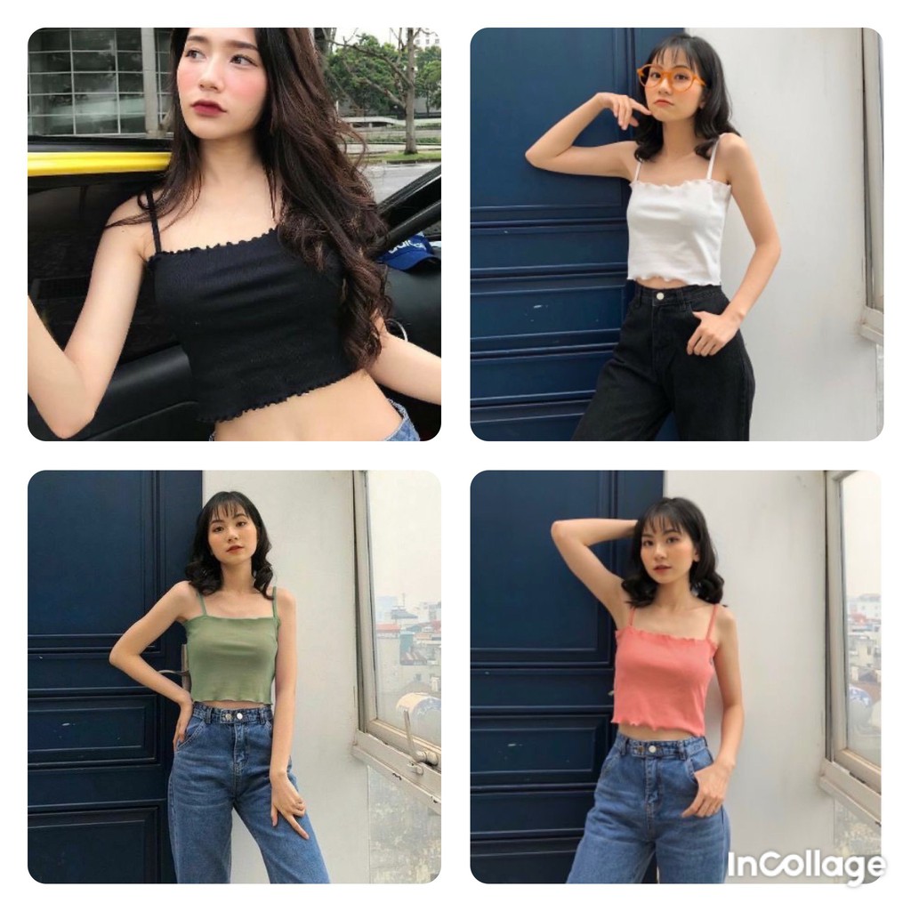 Áo Nữ - Áo Hai Dây Cuốn Biên - Thời Trang Nữ AnAn - CRT18