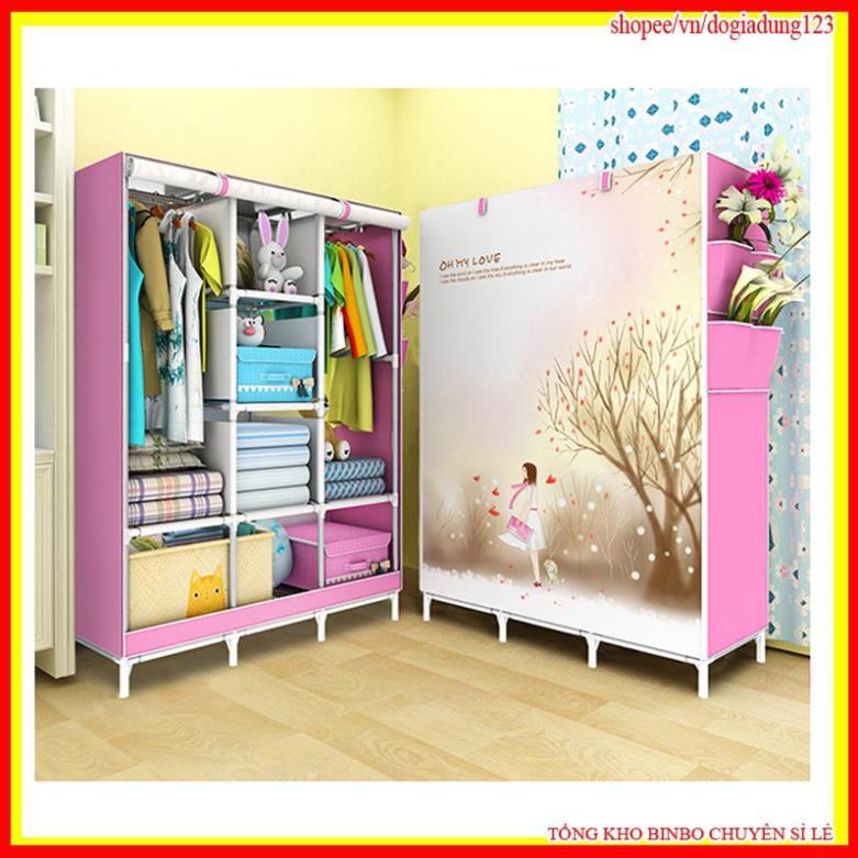 sỉ, lẻ Tủ vải 3D 3 buồng 8 ngăn khung sắt
