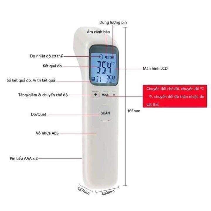Nhiệt kế hồng ngoại/ nhiệt kế điện tử đo nhiệt độ cơ thể chính hãng