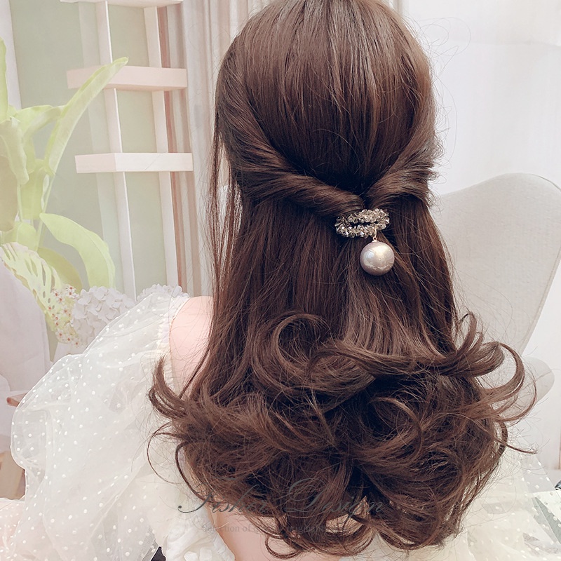 Dây Buộc Tóc Cao Su Co Giãn Đính Hạt Ngọc Trai Thời Trang Cho Nữ