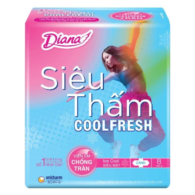 Băng vệ sinh Diana siêu thấm Coolfresh 8 miếng