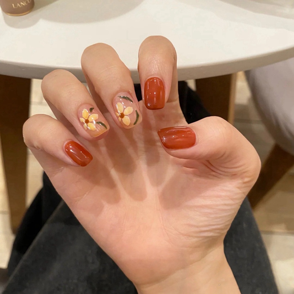 [Hàng mới về] Set 24 móng tay giả đầu nhọn/ tròn thời trang mùa hè cho nữ