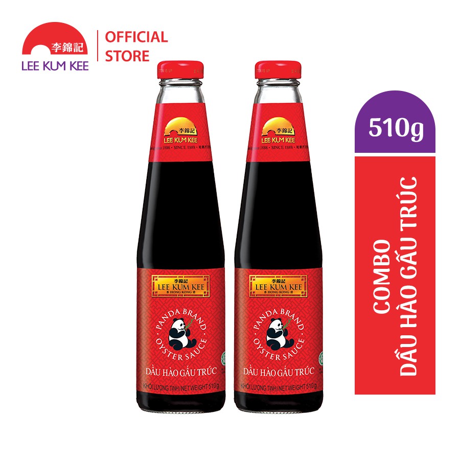 Dầu hào Lee Kum Kee Panda Brand Oyster Sauce (Combo 2 chai 510g) hiệu gấu trúc với chiết xuất hào chọn lọc 11%