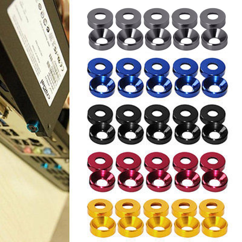 Set vòng đệm ốc vít đầu chìm hợp kim nhôm M4 anode hóa mới