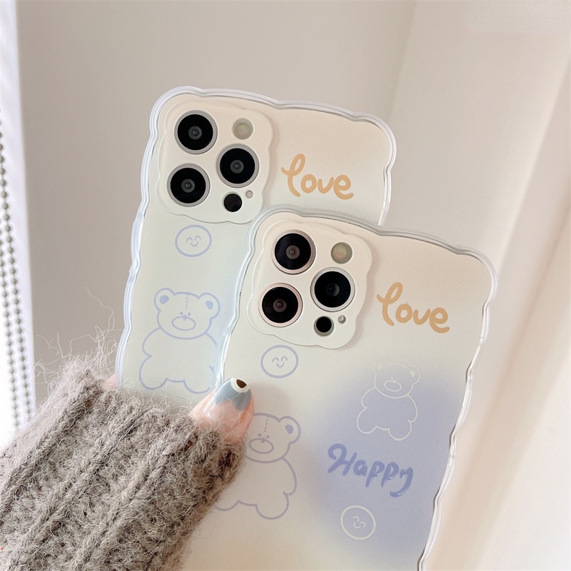 Ốp Điện Thoại Mềm Họa Tiết Gấu Màu Gradient Cho iPhone 13 12 11 Pro Max X XR XS Max 6S 7 8 Plus