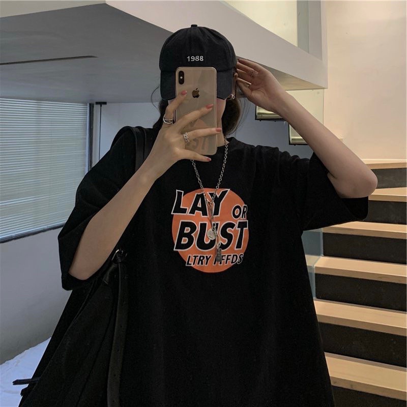 Áo thun phông nam nữ PINK tay lỡ form rộng LAY BUST Unisex