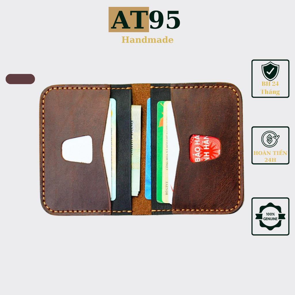Ví đựng thẻ card holder da bò thật hàng thủ công 01 thương hiệu AT95 HANDMADE