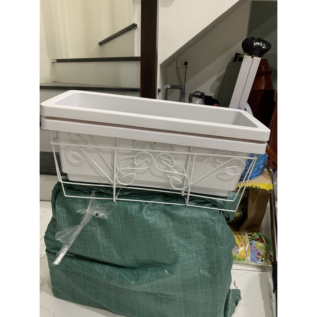 Chậu nhựa trồng hoa, trồng rau, trồng cây cảnh hình chữ nhật thông minh KT 48x20x16cm hàng loại 1