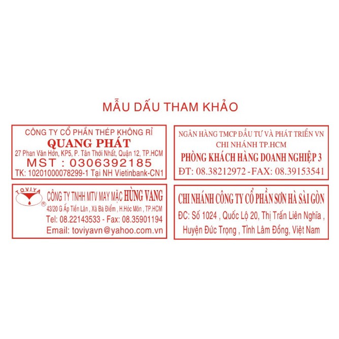 Mặt Dấu Công Ty, Địa Chỉ Công Ty, Tiêu Đề 4-5 Dòng Dài Cho Dấu Trodat 4915, T514, S855...