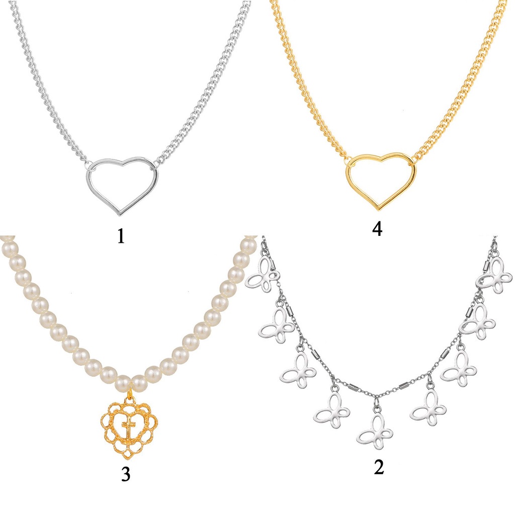 Vòng cổ choker dáng ngắn đính hạt ngọc trai nhân tạo hình trái tim dành cho nữ