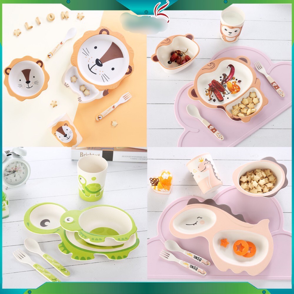 Set 5 món Khay, Bát, Cốc, Thìa, Dĩa ăn dặm hữu cơ tự nhiên SHALL - Nhiều mẫu
