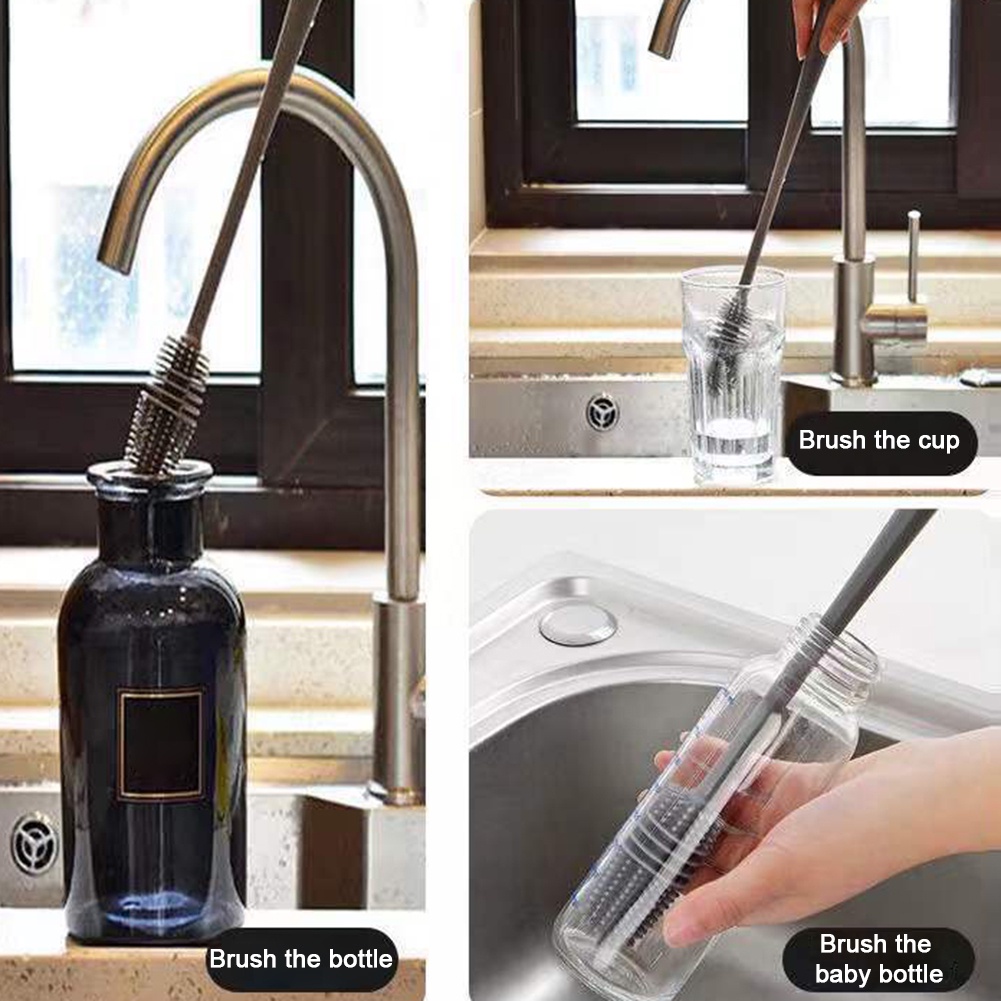 Bàn Chải Silicone Cán Dài Dùng Cọ Rửa Ly Thủy Tinh