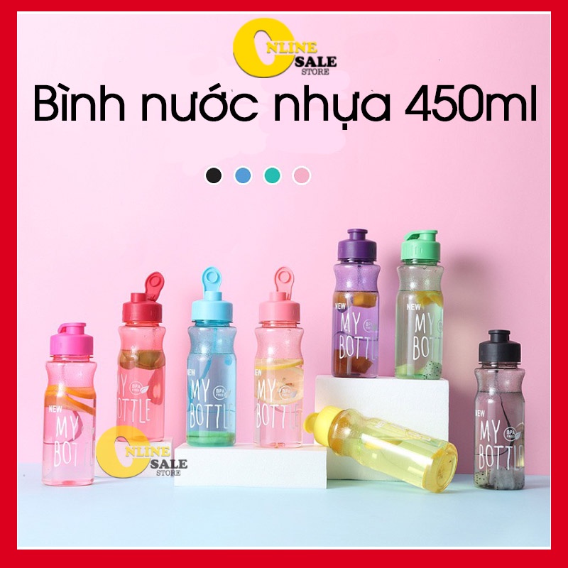 Chai,Bình nước nhựa My bottle 450ml, chai nước học sinh, thể thao, tập gym cute có quai xách-OnlineSale