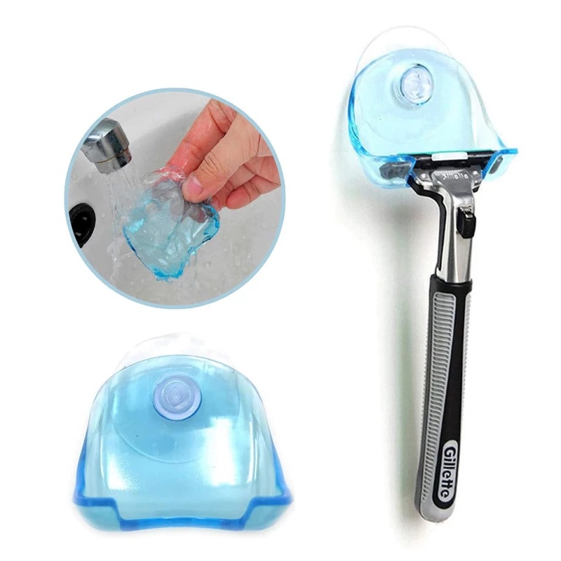 Giá Treo Dao Cạo Râu Bằng Nhựa Trong Suốt Dạng Móc Hít Chân Không Tiện Dụng Cho Nhà Tắm