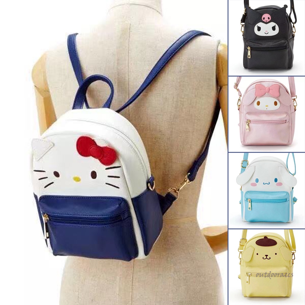 Ba Lô Da PU Đa Năng In Họa Tiết Hoạt Hình Hello Kitty / Pom Pom Purin My Melody / Cinnamoroll / Kuromi Cho Nữ