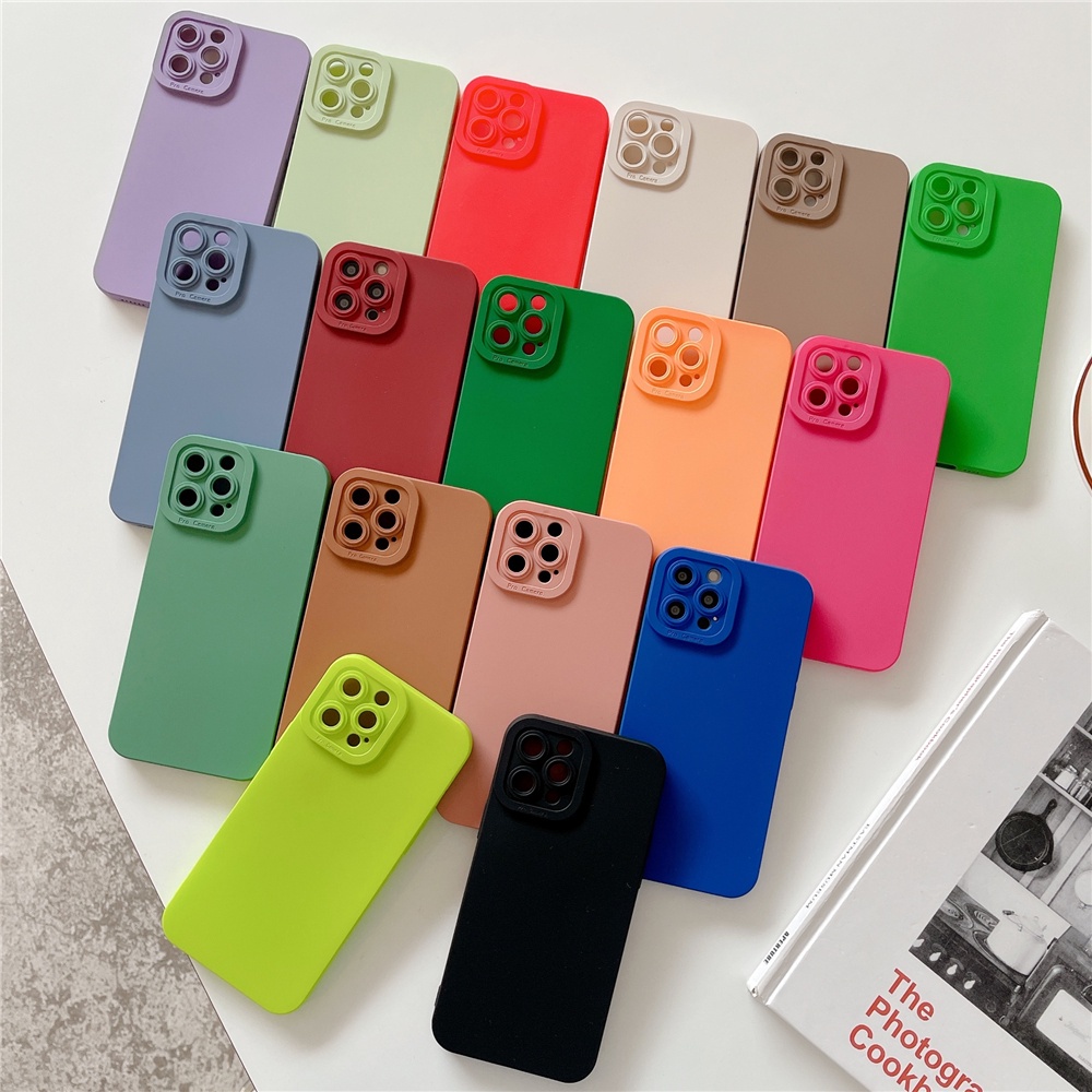Ốp Điện Thoại Silicon Mềm Nhám Màu Kẹo Sang Trọng Cho iPhone 13 12 11Promax 13Mini 6 6S 7 8 Plus XS MAX SE 2020 2022 XR X