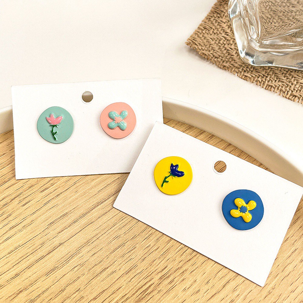 Bông Tai Hình Hoa Tulip Bằng Hợp Kim Màu Sắc Ngọt Ngào Đơn Giản Phong Cách Hàn Quốc Cho Nữ