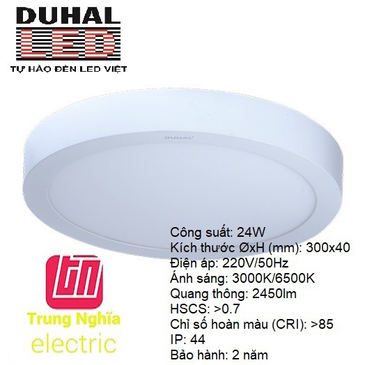 ĐÈN LED PANEL ỐP TRẦN TRÒN 24W DUHAL - KDGC524