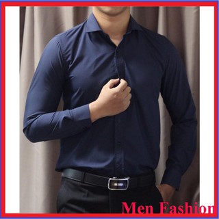 GIẢM GIÁ HOT Áo sơ mi dài tay nam chất đẹp màu xanh than có bigsize